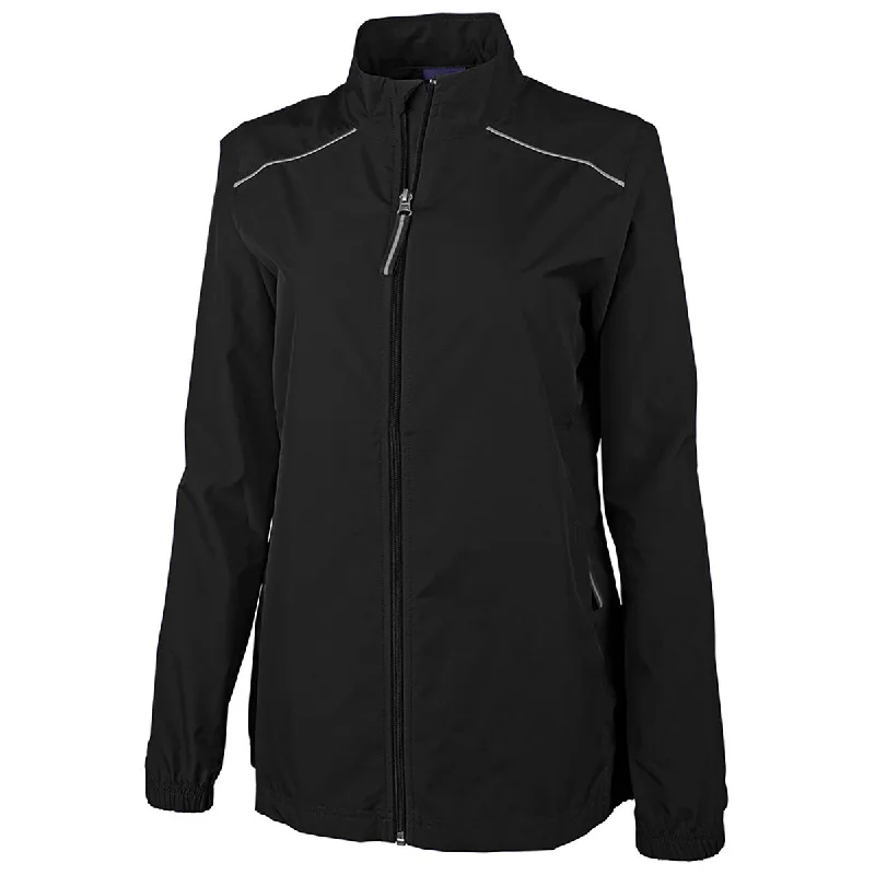 Rainproof JacketsCharles River Women's Black Skyline Pack-N-Go Full Zip Reflective Jacket