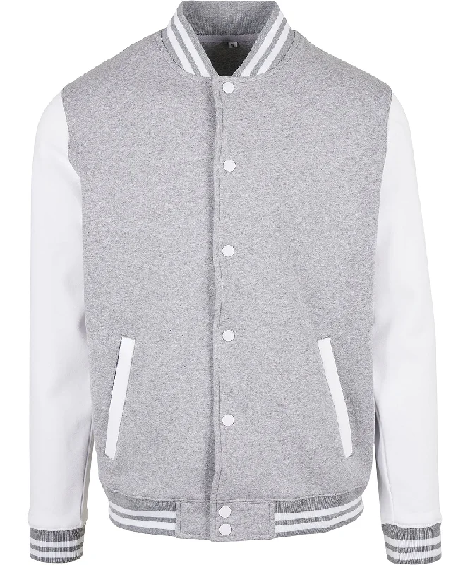 Button-Up JacketsHeather Grey/White - Basic college jacket