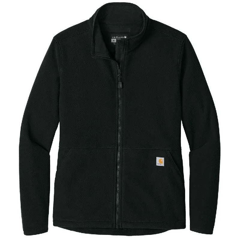 Retro JacketsCarhartt Women's Black Textured Full-Zip Fleece Jacket