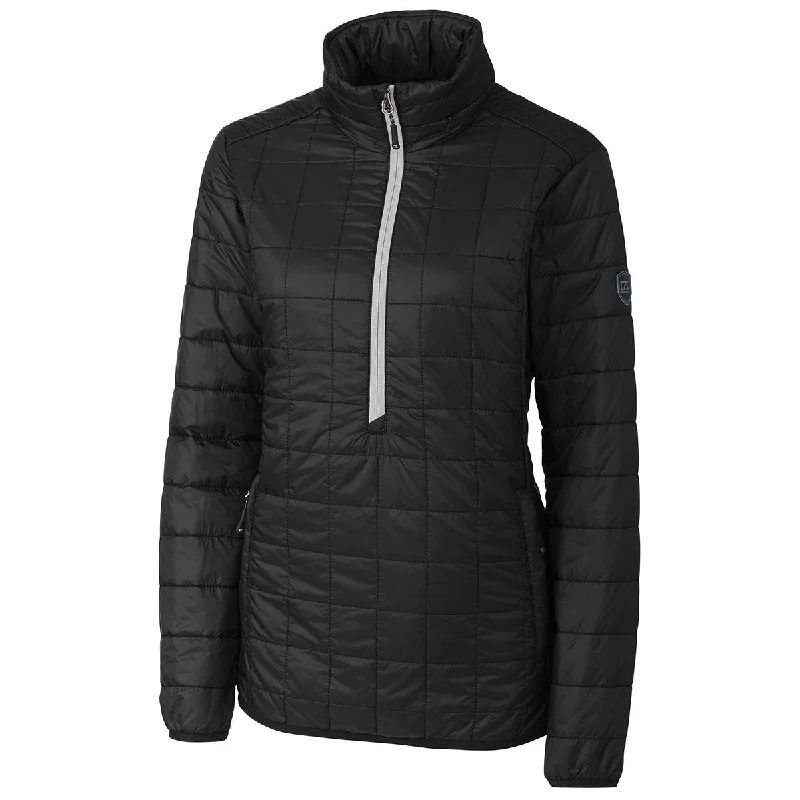 Travel JacketsCutter & Buck Women's Black Rainier Half Zip Popover