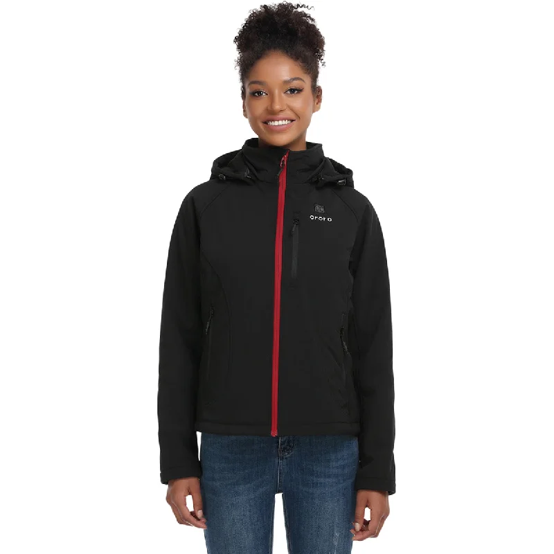 Sequined JacketsOroro Women's Black Heated Jacket - Red Zipper