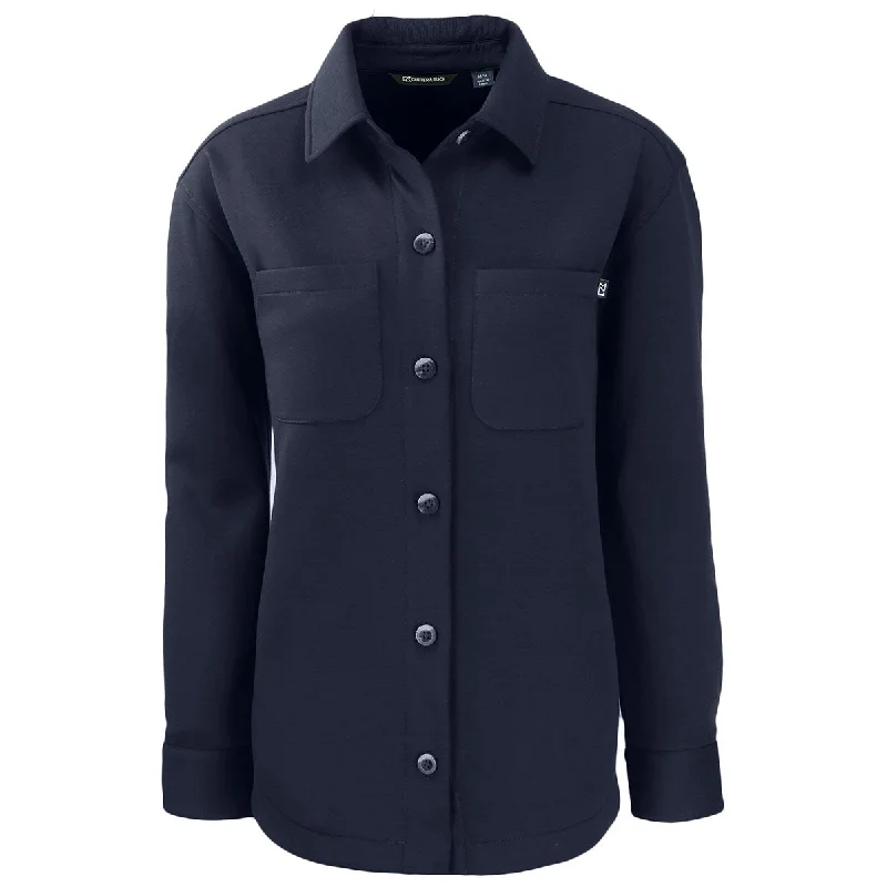 Performance JacketsCutter & Buck Women's Navy Blue Roam Eco Knit Shirt Jacket