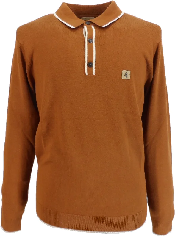 Knit SolidGabicci Vintage Mens Lineker Toffee Knitted Polo