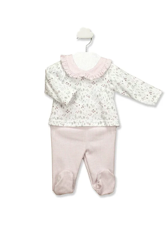 Babidu Baby Girl Frill Collar 2 Piece Set, Pink