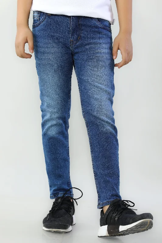 Denim with shirtMedium Blue Slim Fit Denim Jeans