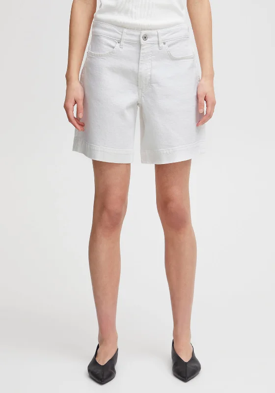 ZaraIchi Denim Midi Shorts, White Denim