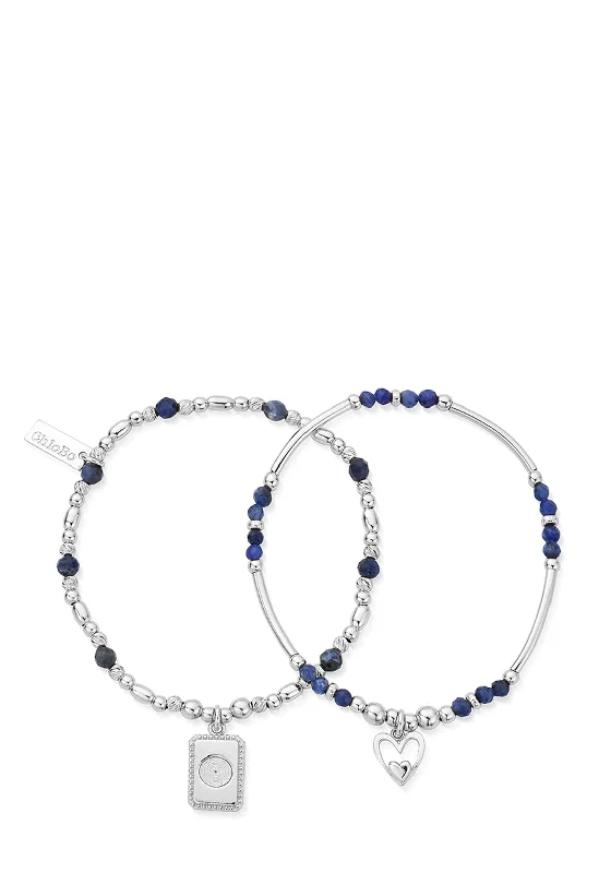 ChloBo Set of Two Celebrate Sodalite Bracelets, Silver