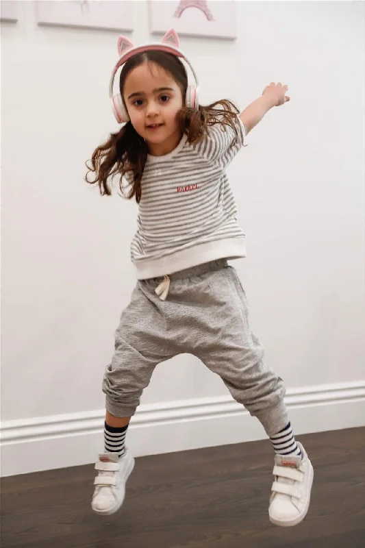 Wide-legToddler Girls Heather Grey Cotton Sweatpants /1-1-1-1