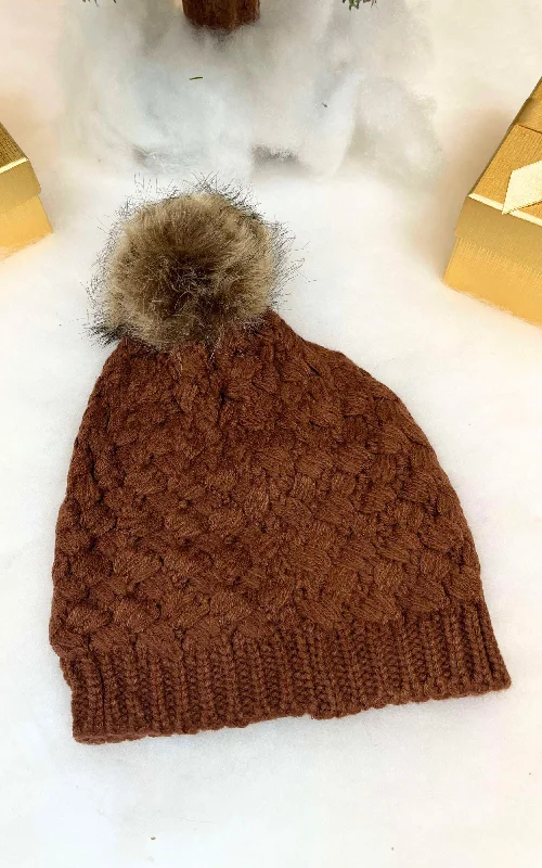 Knit TankOverlap Knitted Faux Fur Pom Pom Beanie - Final Sale