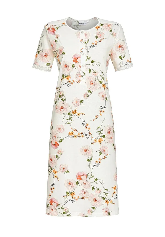 Maxi DressRingella Floral and Lace Nightdress, Champagne