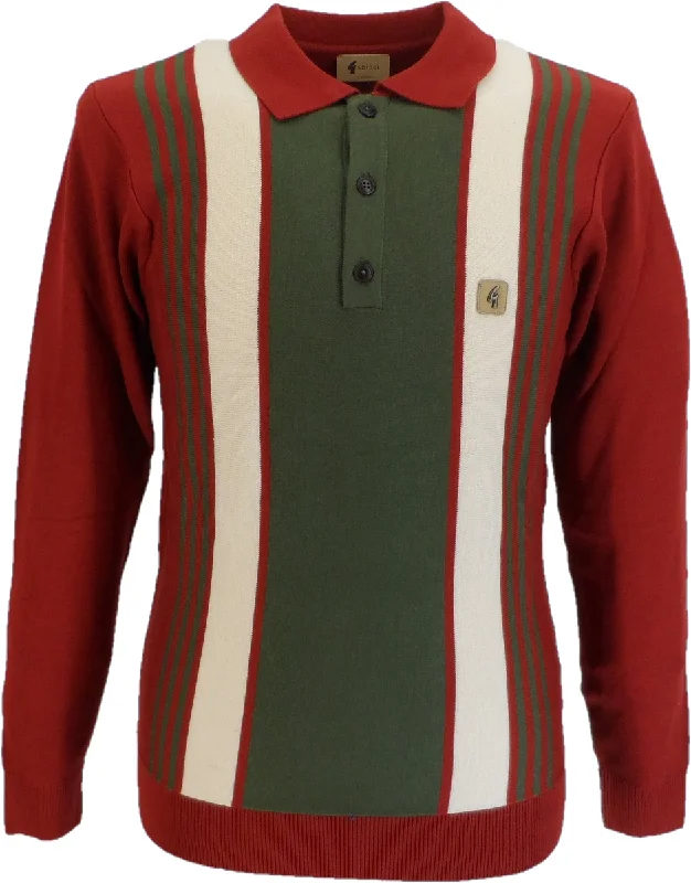 Knitted SheerGabicci Vintage Rosso Olivio Searle Multi Stripe Knitted Polo