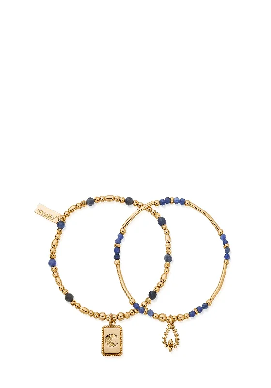 ChloBo Set of Two Reflect Sodalite Bracelets, Gold