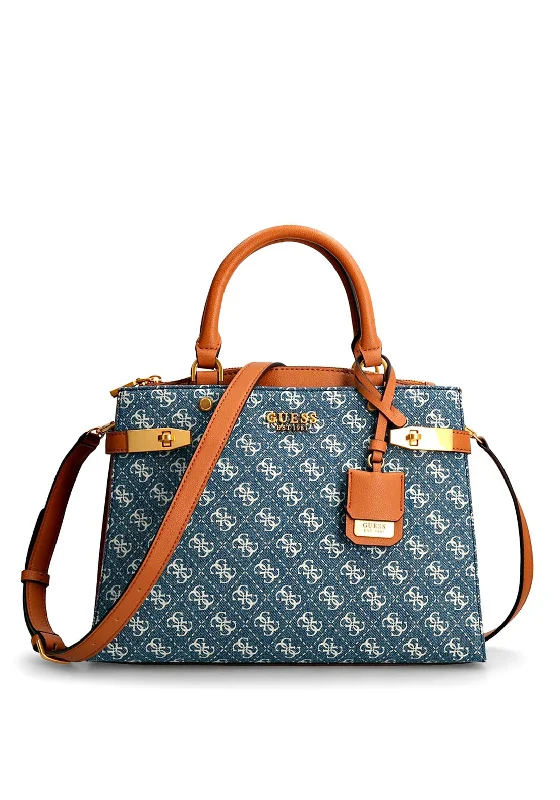 True ReligionGuess Zadie Logo Denim Satchel Bag, Denim Multi