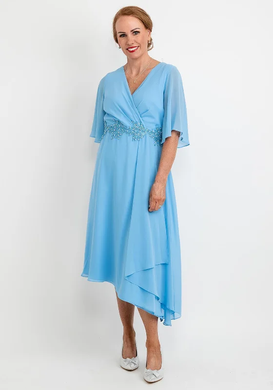 Sleeveless DressLizabella Chiffon Asymmetric Hem Dress, Blue