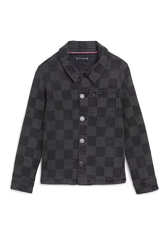 LeeTommy Hilfiger Boys Checkerboard Denim Overshirt, Black