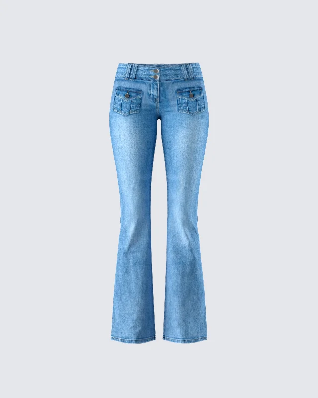 Denim with T-shirtBri Blue Denim Patch Pocket Jean