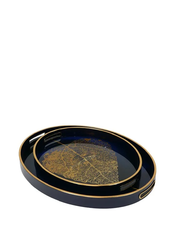 Mindy Brownes Set of 2 Gold Leaf Serving Trays