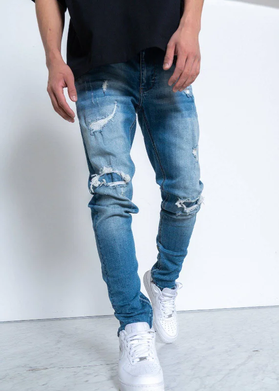 Denim holesKonus Men's Rip and Repair Slim Fit Denim