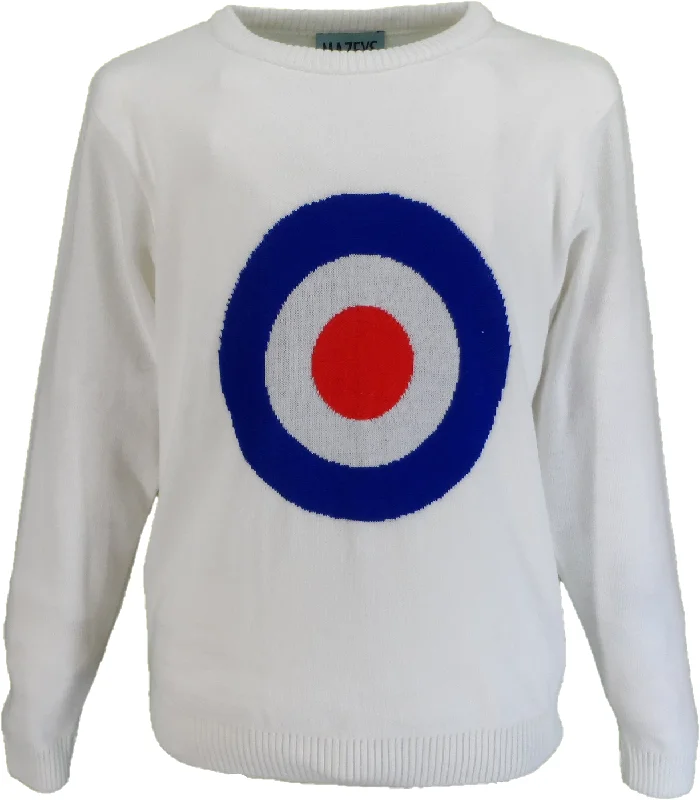 Knit OversizedMazeys Mens White 'Moon' Crew Neck Jumper