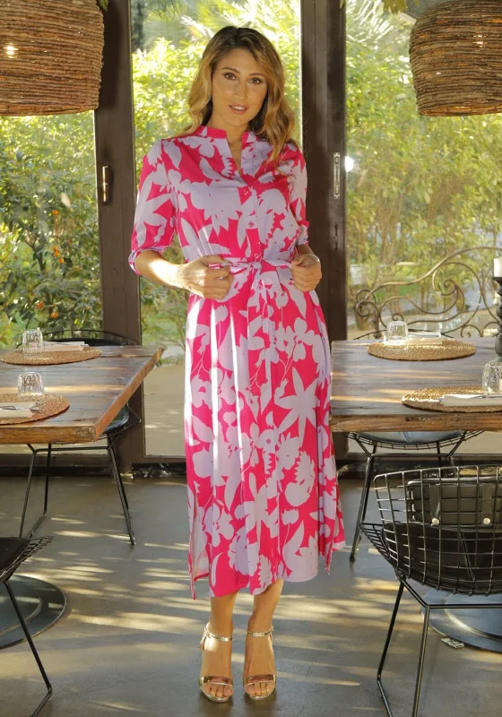 Spaghetti Strap DressKate & Pippa Capri Floral A Line Maxi Dress, Pink Multi