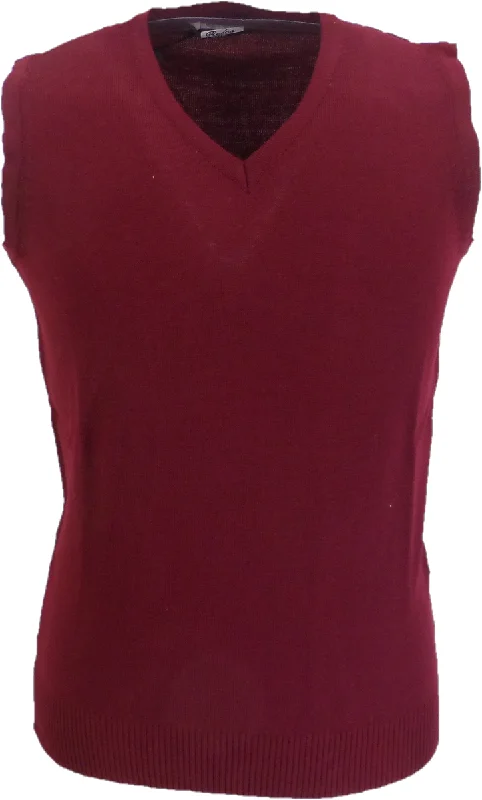 Knit ChunkyRelco Burgundy Classic Retro Tank Tops