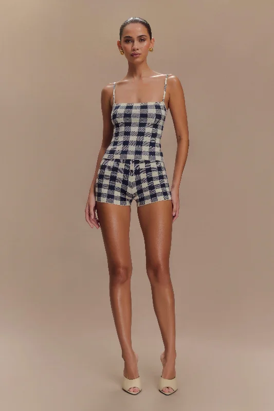 Knitted TopMarcie Knit Short - Navy Gingham