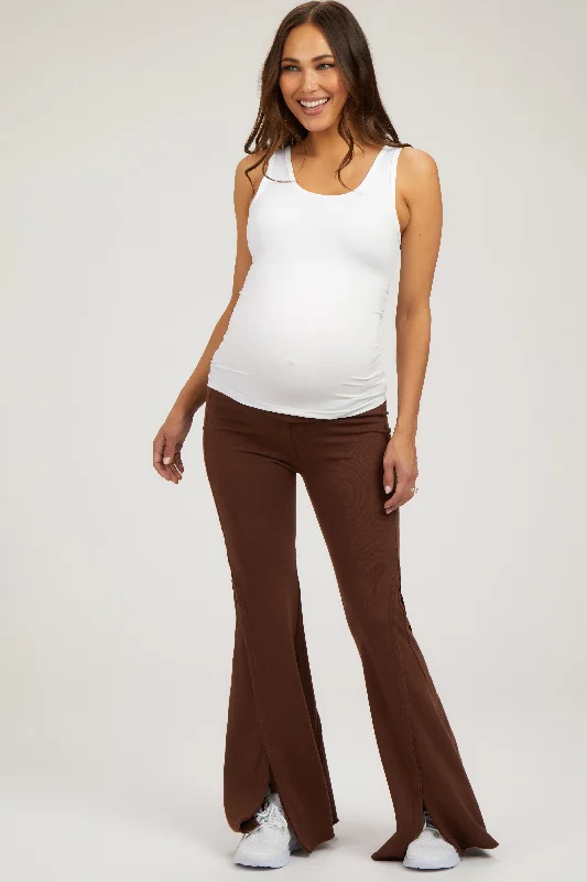 ChinosBrown Terry Flare Maternity Lounge Pants