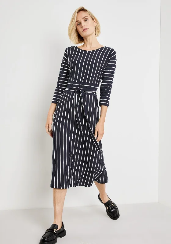 Dance DressGerry Weber Striped Midi Dress, Navy & White