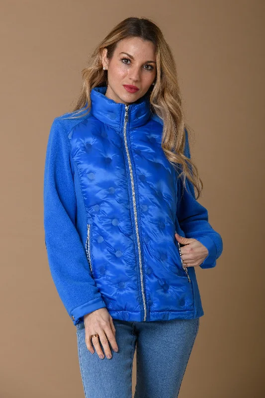 Knitted HeavyweightCircle Quilt & Fleece Jacket - Blue