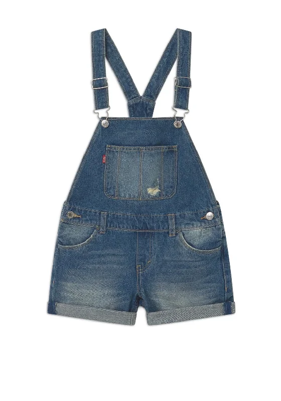 Work clothLevis Girls Denim Short Dungarees, Denim Blue