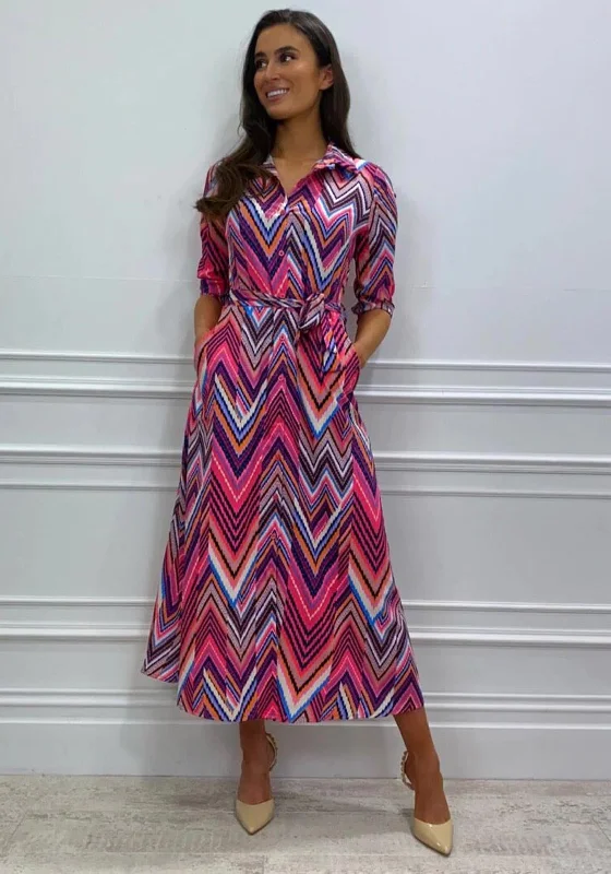 Short-sleeve DressKate & Pippa Luca Missoni Pattern Maxi Shirt Dress, Pink Multi