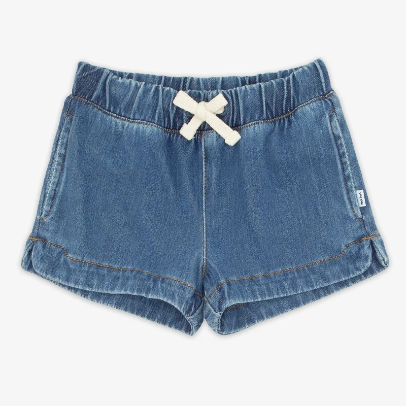 Denim with hatMidwash Blue Denim Shorts