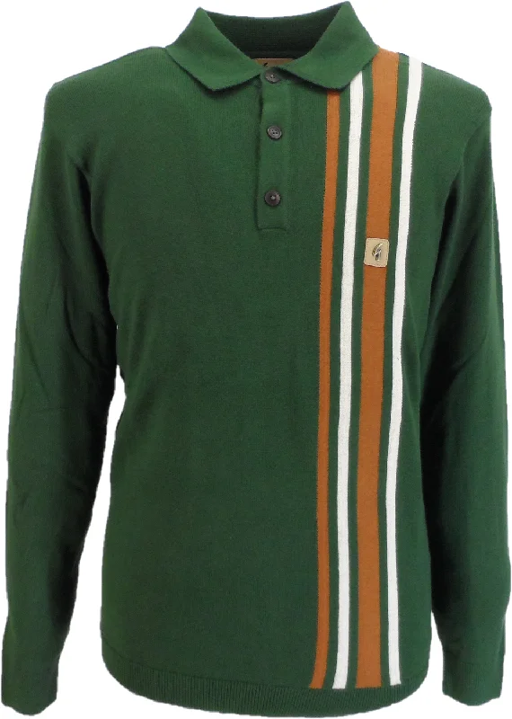 Knitted Zip-UpGabicci Vintage Forest Green Stripe Knitted Polo