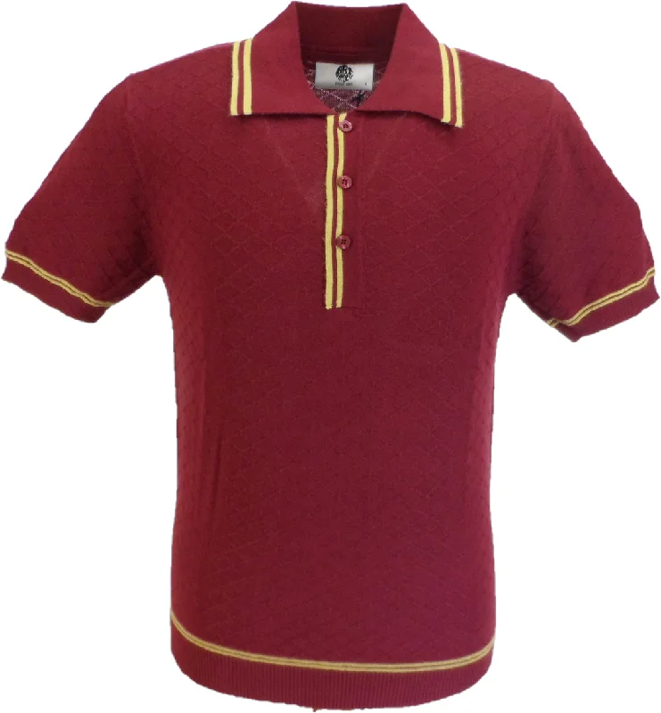 Knit StripedArt Gallery Mens Mcgriff Wine/Gold Knitted Polo