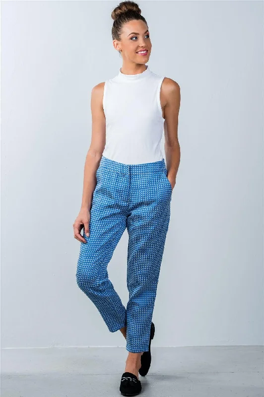 Patched PantsBlue Printed Ankle Length Pants /2-2-2