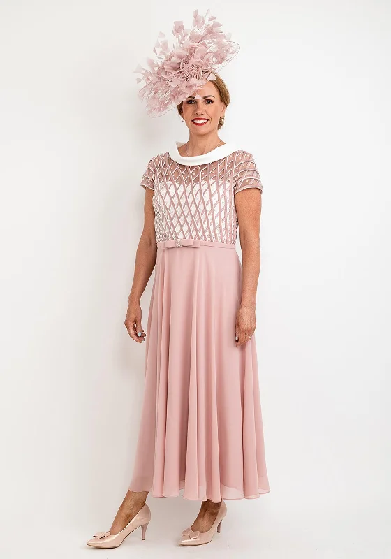 Boho DressVeni Infantino Lattice Bodice Maxi Dress, Dusty Rose