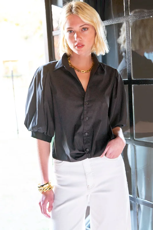 Peplum ShirtsBomba Black Poplin Shirt