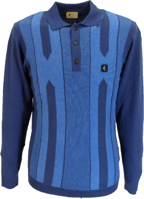 Knit CableGabicci Mens Twilight Blue Cooper Retro Knitted Polo