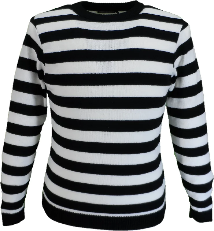 Knit LayeredMen's Black and White Retro Striped Jumper