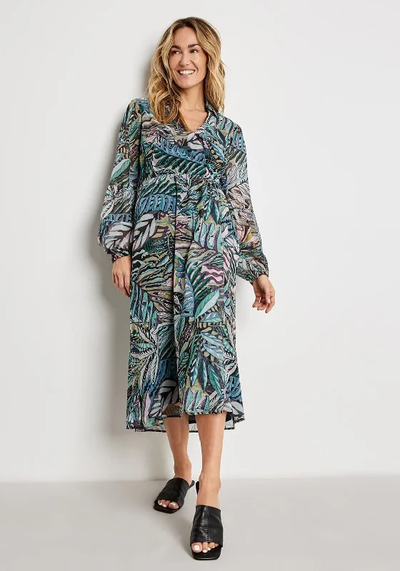 Striped DressGerry Weber Tropical Leaf Print Wrap Midi Dress, Multi