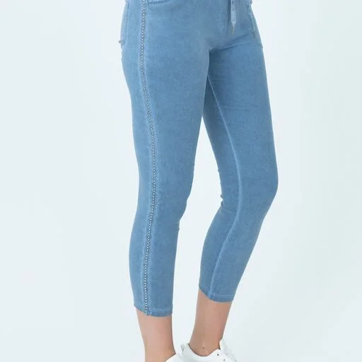 Denim tightMaglia Stretch Embellished Pant ( Denim or White)