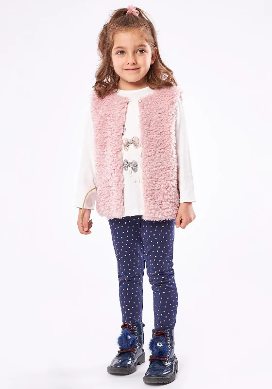 Ebita Girl Gilet Top & Leggings 3 Piece Set, Pink Multi