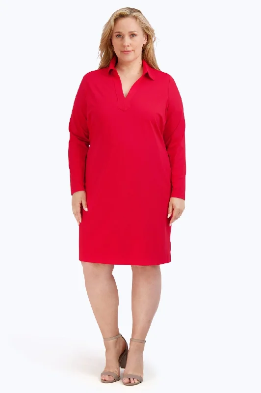 Bamboo ShirtsAngel Plus Solid Jersey Long Sleeve Dress, Red