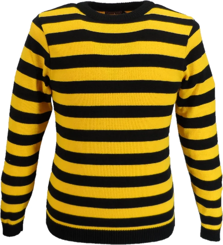 Knit CableMen's Black and Gold Retro Striped Jumper