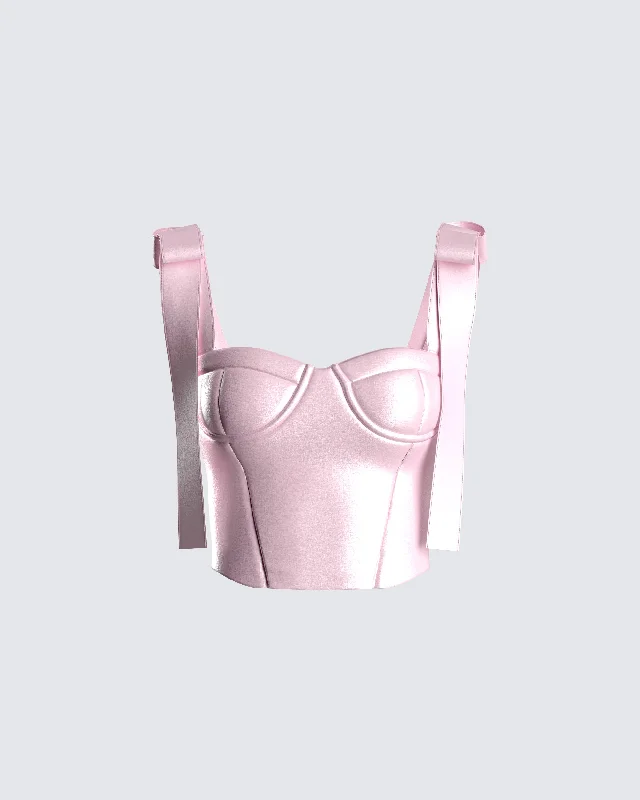 Edith Pink Satin Corset Top