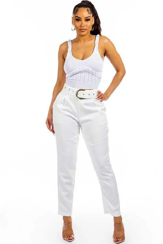 CaprisWhite Pleated High Waist Four Pocket Pants /2-2-2