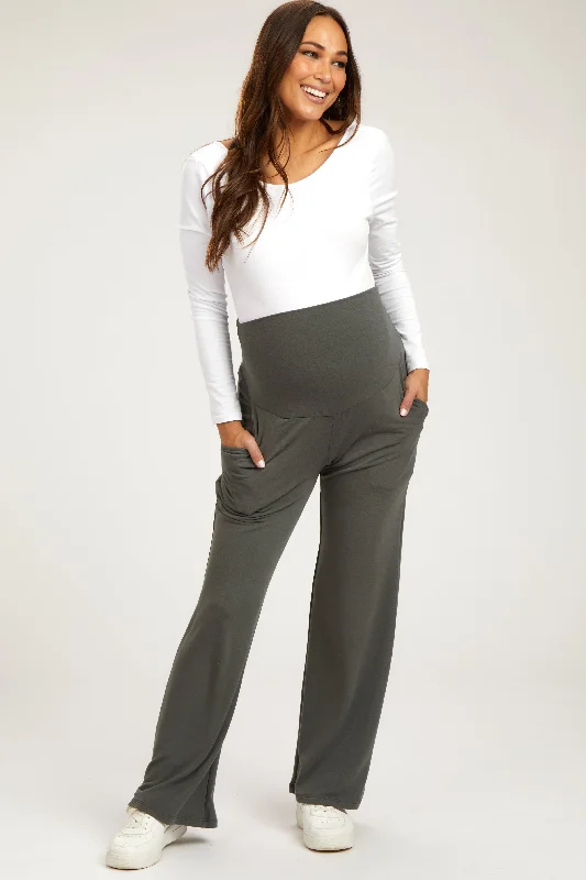 CoverallsGray Maternity Yoga Pants