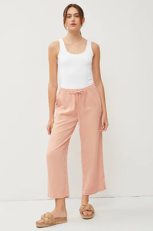 ChinosSalmon Front Tie Cropped Pants