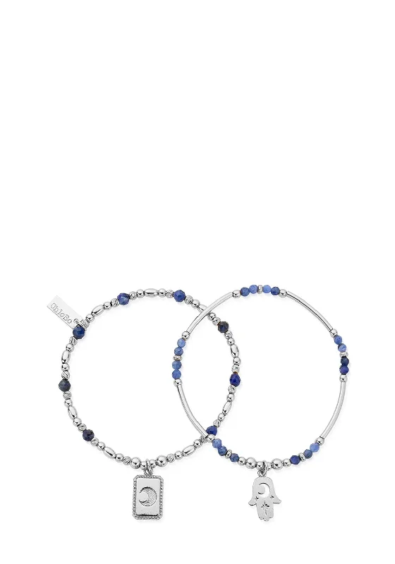 ChloBo Set of Two Manifest Sodalite Bracelets, Silver