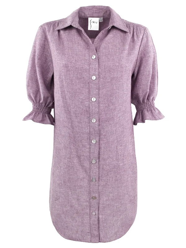 Camping ShirtsGAMEDAY! Miller Puff Sleeve Shirt Dress Purple Hemp/Cotton - WEB exclusive